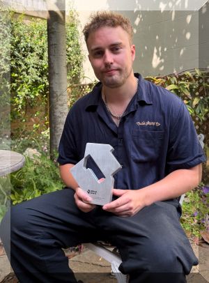Sam Fender with his Official Charts Number One Award (credit: Officialcharts.com)